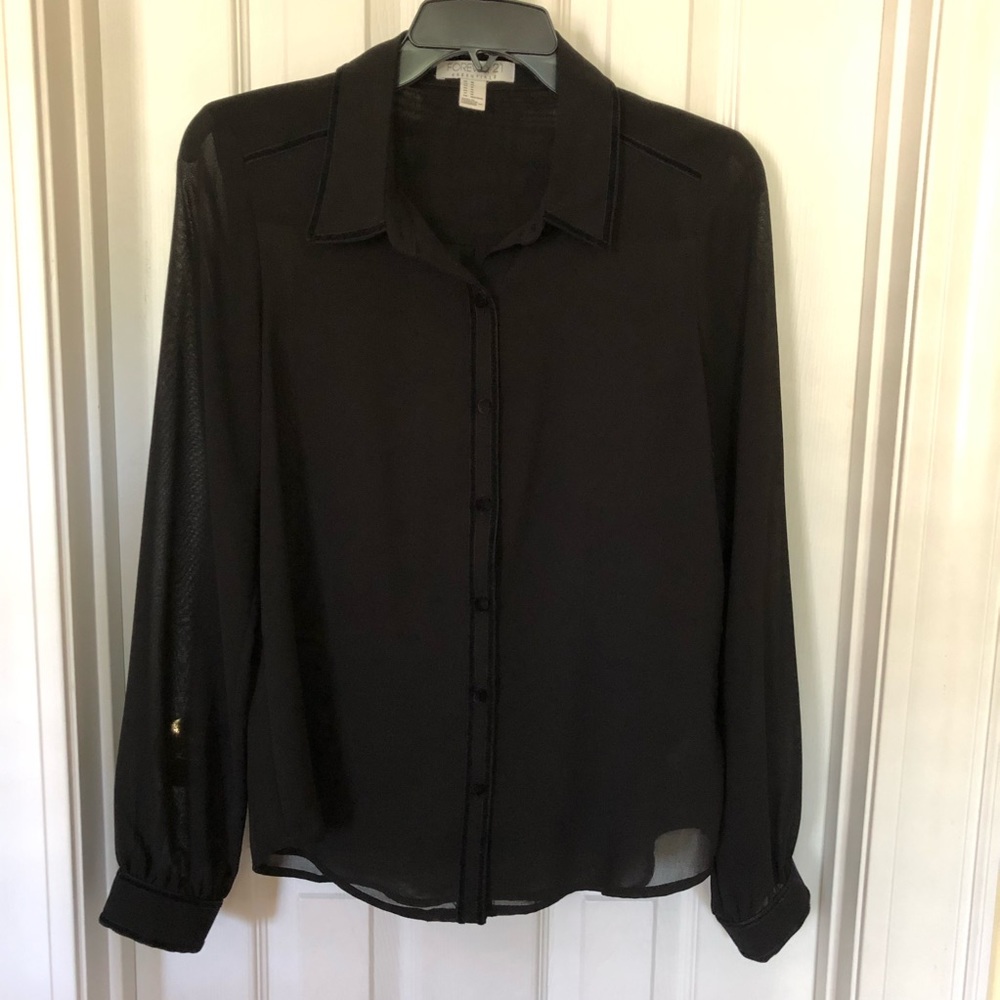 Forever 21 Black Sheer Button Down